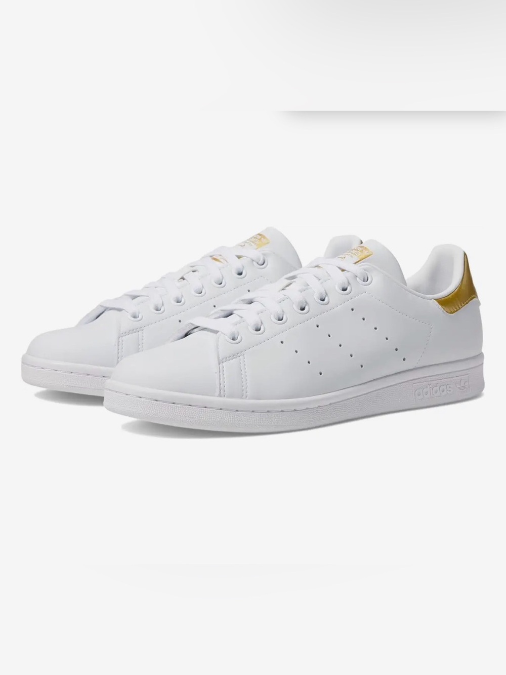 Adidas White Leather Low-Top Sneakers with Gold Accents